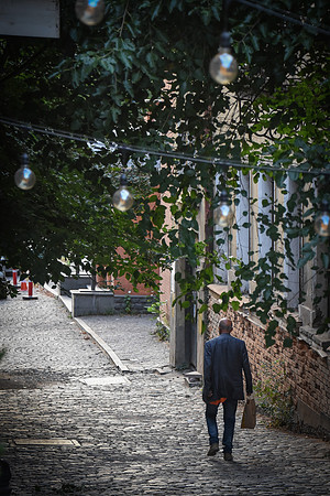 Down the Cobblestone street