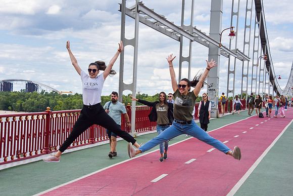 Jumping on the Pedestrian Bridge