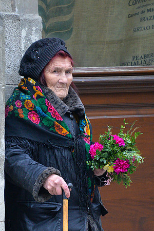 Old Woman with Flowers in Lviv 2